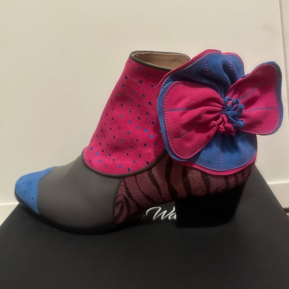 Vibrant Ankle Boots with Pink and Blue Accents